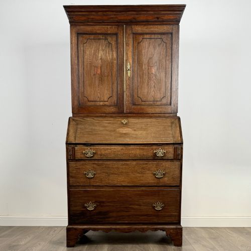 antique 18th century bureau bookcase in oak - CATEGORY: ANTIQUE BUREAU - DATED GEORGIAN