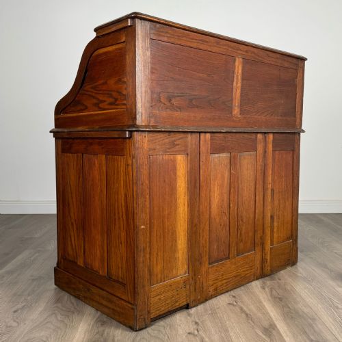 ANTIQUE 20TH CENTURY ROLL TOP DESK IN OAK - ADDITIONAL PHOTO 4