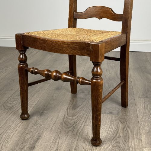 ANTIQUE 20TH CENTURY SET OF 6 LADDER BACK DINING CHAIRS IN OAK - ADDITIONAL PHOTO 4