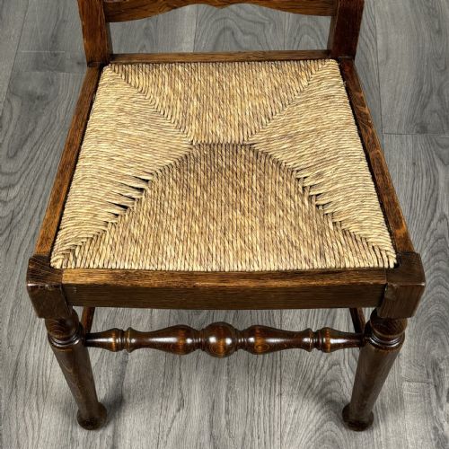 ANTIQUE 20TH CENTURY SET OF 6 LADDER BACK DINING CHAIRS IN OAK - ADDITIONAL PHOTO 5