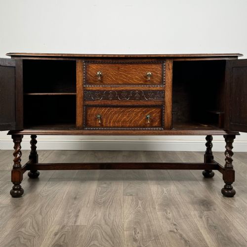 fig 1. Antique 20th Century Barley Twist Sideboard In Oak