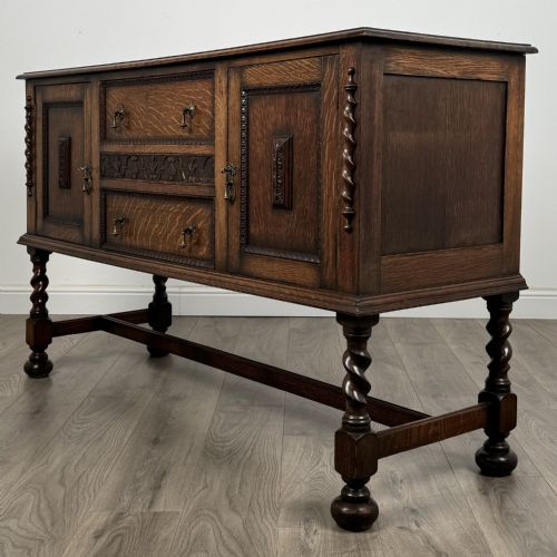 fig 2. Antique 20th Century Barley Twist Sideboard In Oak