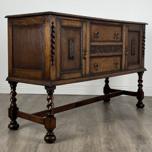 fig 8. Antique 20th Century Barley Twist Sideboard In Oak