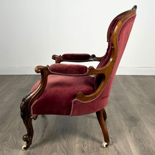 ANTIQUE 19TH CENTURY OPEN ARMCHAIR IN WALNUT - ADDITIONAL PHOTO 2