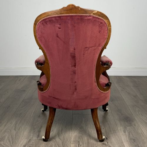 ANTIQUE 19TH CENTURY OPEN ARMCHAIR IN WALNUT - ADDITIONAL PHOTO 3