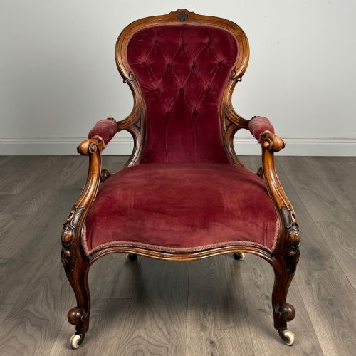 ANTIQUE 19TH CENTURY OPEN ARMCHAIR IN WALNUT - ADDITIONAL PHOTO 9
