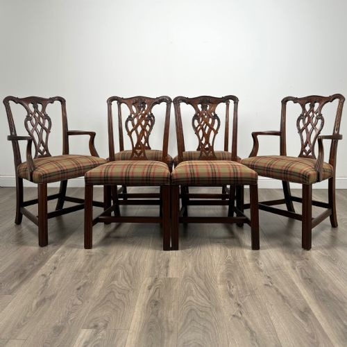 antique 20th century set of 6 chippendale style dining chairs in mahogany - CATEGORY: ANTIQUE CHAIRS - DATED EDWARDIAN