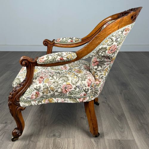 ANTIQUE 19TH CENTURY FINE QUALITY CARVED OAK ARMCHAIR - ADDITIONAL PHOTO 1