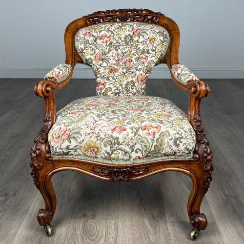 ANTIQUE 19TH CENTURY FINE QUALITY CARVED OAK ARMCHAIR - ADDITIONAL PHOTO 6
