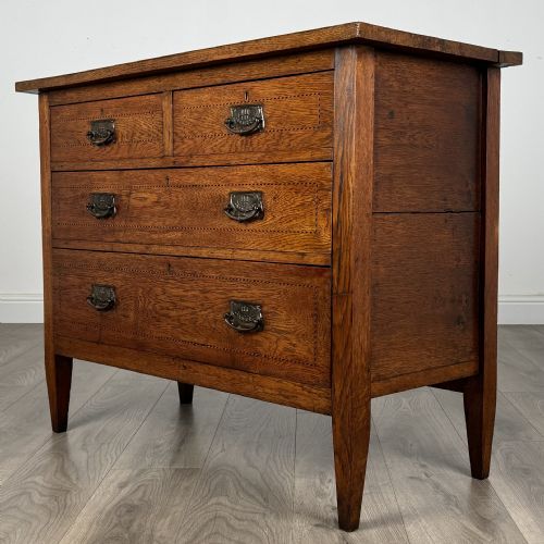ANTIQUE 20TH CENTURY INLAID CHEST OF DRAWERS IN OAK - ADDITIONAL PHOTO 1