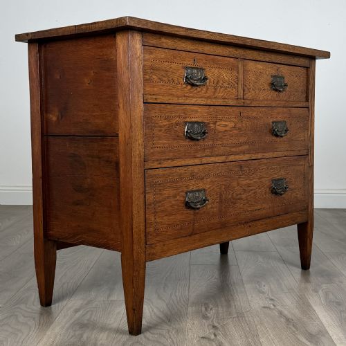ANTIQUE 20TH CENTURY INLAID CHEST OF DRAWERS IN OAK - ADDITIONAL PHOTO 7