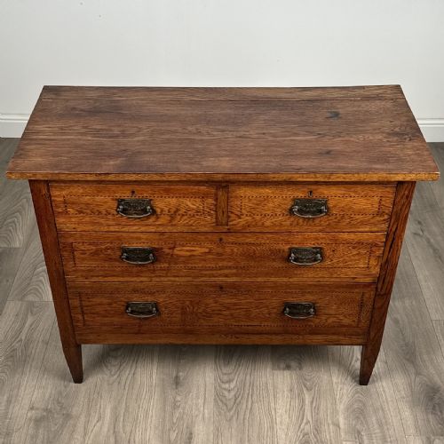 ANTIQUE 20TH CENTURY INLAID CHEST OF DRAWERS IN OAK - ADDITIONAL PHOTO 8