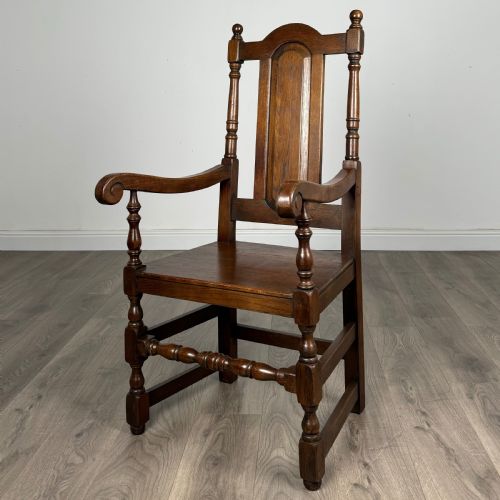 fig 1. Antique 20th Century Set Of 8 Tudor Style Dining Chairs In Oak