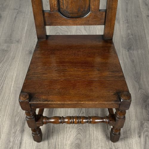 fig 4. Antique 20th Century Set Of 8 Tudor Style Dining Chairs In Oak