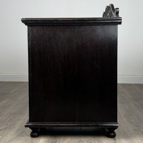 ANTIQUE 19TH CENTURY HEAVILY CARVED OAK SINGLE PEDESTAL DESK - ADDITIONAL PHOTO 4