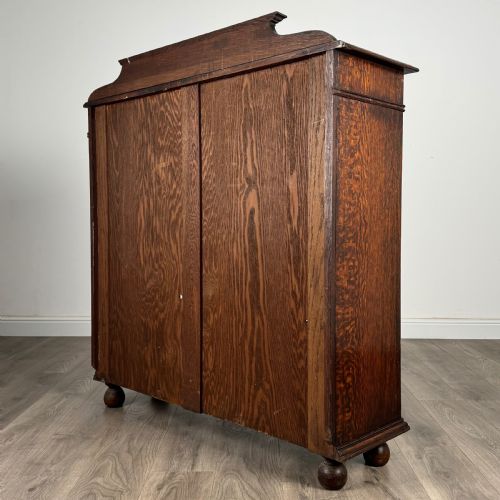 ANTIQUE 20TH CENTURY DISPLAY CABINET IN OAK - ADDITIONAL PHOTO 4