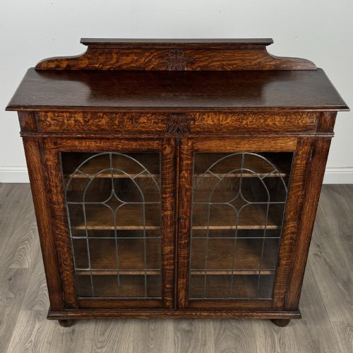 ANTIQUE 20TH CENTURY DISPLAY CABINET IN OAK - ADDITIONAL PHOTO 9