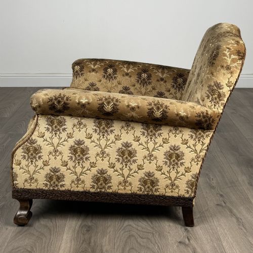 ANTIQUE 20TH CENTURY ARMCHAIR IN CARVED OAK - ADDITIONAL PHOTO 1