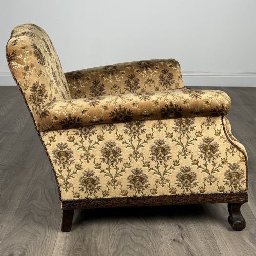 ANTIQUE 20TH CENTURY ARMCHAIR IN CARVED OAK - ADDITIONAL PHOTO 2