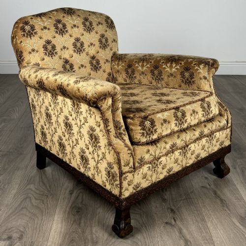 ANTIQUE 20TH CENTURY ARMCHAIR IN CARVED OAK - ADDITIONAL PHOTO 6