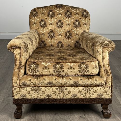 ANTIQUE 20TH CENTURY ARMCHAIR IN CARVED OAK - ADDITIONAL PHOTO 7