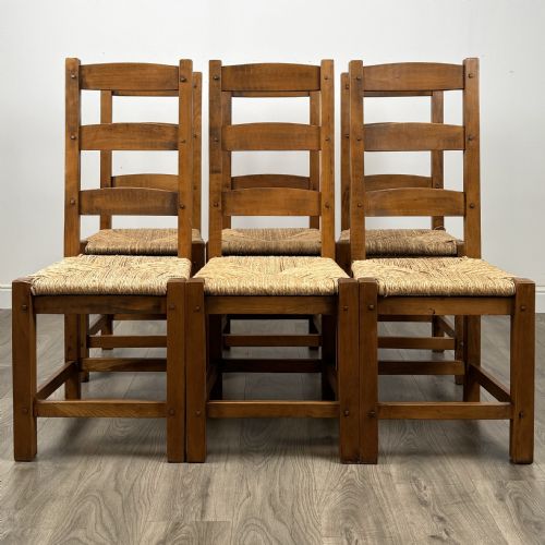attractive 20th century set of 6 dining chairs in oak - CATEGORY: ANTIQUE CHAIRS - DATED EDWARDIAN