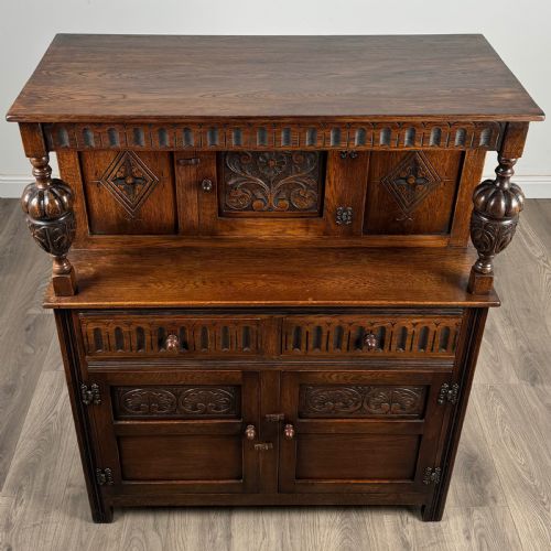 ANTIQUE 20TH CENTURY COURT CUPBOARD IN OAK - ADDITIONAL PHOTO 8