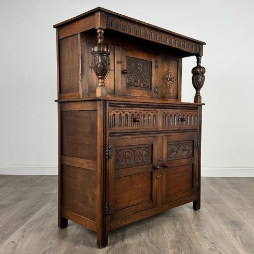 ANTIQUE 20TH CENTURY COURT CUPBOARD IN OAK - ADDITIONAL PHOTO 9