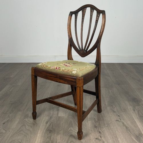 ANTIQUE 20TH CENTURY SET OF 6 SHIELD BACK DINING CHAIRS IN WALNUT - ADDITIONAL PHOTO 3