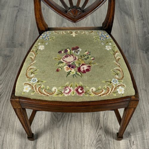 ANTIQUE 20TH CENTURY SET OF 6 SHIELD BACK DINING CHAIRS IN WALNUT - ADDITIONAL PHOTO 8