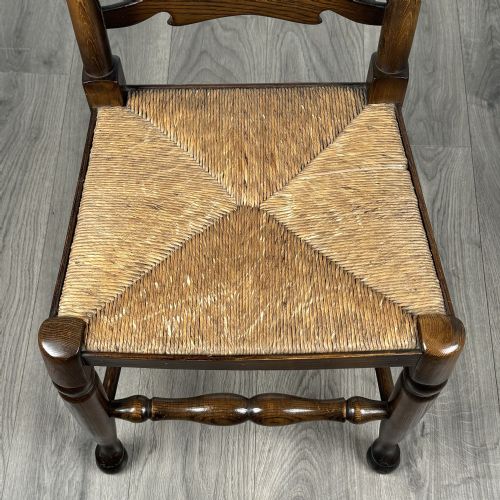 ANTIQUE 20TH CENTURY SET OF 6 LADDER BACK DINING CHAIRS IN OAK - ADDITIONAL PHOTO 4