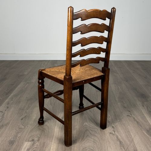 ANTIQUE 20TH CENTURY SET OF 6 LADDER BACK DINING CHAIRS IN OAK - ADDITIONAL PHOTO 5