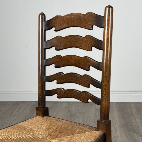 ANTIQUE 20TH CENTURY SET OF 6 LADDER BACK DINING CHAIRS IN OAK - ADDITIONAL PHOTO 6
