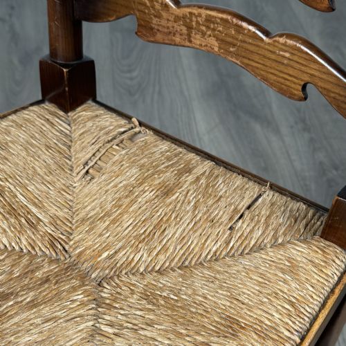 ANTIQUE 20TH CENTURY SET OF 6 LADDER BACK DINING CHAIRS IN OAK - ADDITIONAL PHOTO 7
