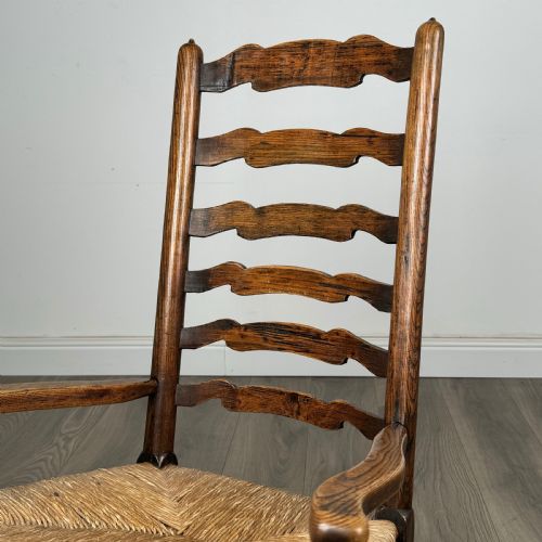 ANTIQUE 18TH CENTURY LADDER BACK ROCKING CHAIR IN OAK - ADDITIONAL PHOTO 8