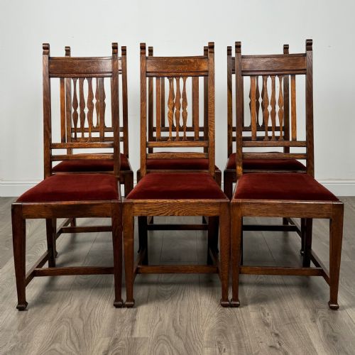 antique 20th century set of 6 high back dining chairs in oak - CATEGORY: ANTIQUE CHAIRS - DATED EDWARDIAN