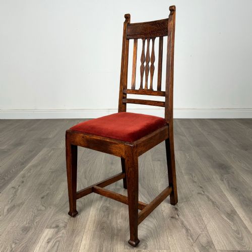 ANTIQUE 20TH CENTURY SET OF 6 HIGH BACK DINING CHAIRS IN OAK - ADDITIONAL PHOTO 8