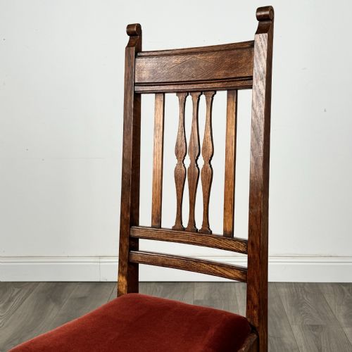ANTIQUE 20TH CENTURY SET OF 6 HIGH BACK DINING CHAIRS IN OAK - ADDITIONAL PHOTO 12
