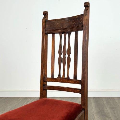 ANTIQUE 20TH CENTURY SET OF 6 HIGH BACK DINING CHAIRS IN OAK - ADDITIONAL PHOTO 13