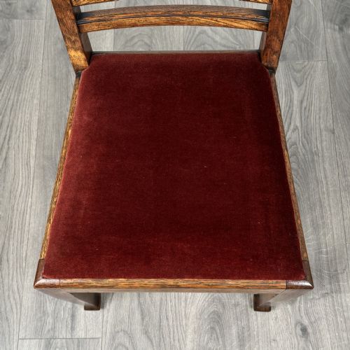 ANTIQUE 20TH CENTURY SET OF 6 HIGH BACK DINING CHAIRS IN OAK - ADDITIONAL PHOTO 15