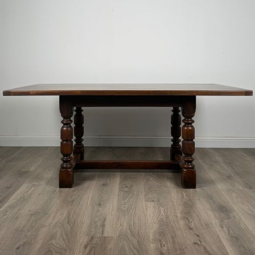 ANTIQUE 20TH CENTURY FINE QUALITY DINING TABLE IN SOLID OAK - ADDITIONAL PHOTO 1