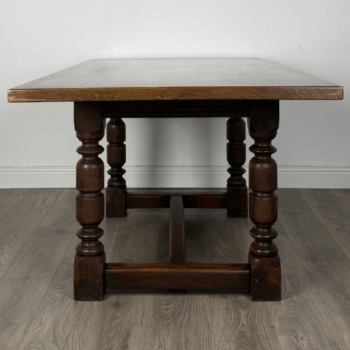 ANTIQUE 20TH CENTURY FINE QUALITY DINING TABLE IN SOLID OAK - ADDITIONAL PHOTO 2