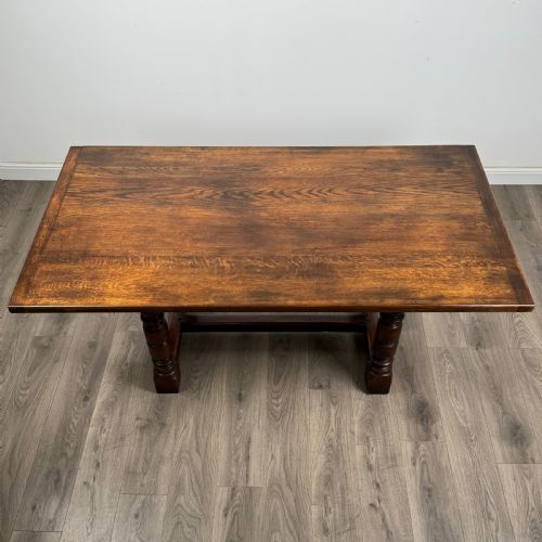 ANTIQUE 20TH CENTURY FINE QUALITY DINING TABLE IN SOLID OAK - ADDITIONAL PHOTO 3