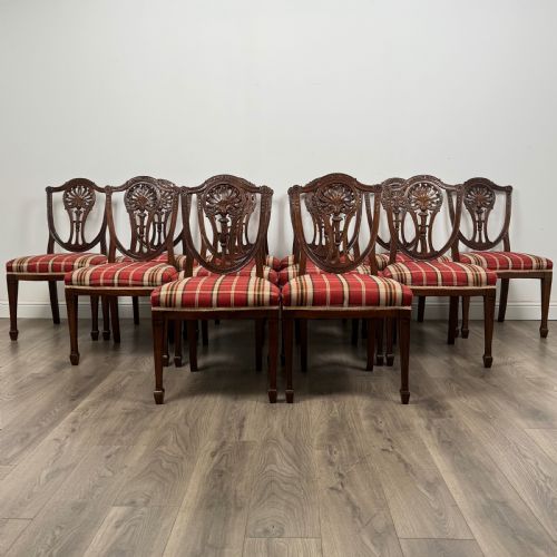 Antique 20th Century Set of 12 Hepplewhite Style Dining Chairs 
