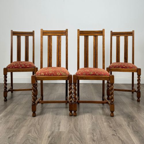 antique 20th century set of 4 barley twist dining chairs - CATEGORY: ANTIQUE CHAIRS - DATED EDWARDIAN