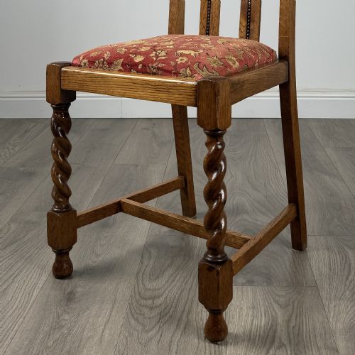 ANTIQUE 20TH CENTURY SET OF 4 BARLEY TWIST DINING CHAIRS - ADDITIONAL PHOTO 3