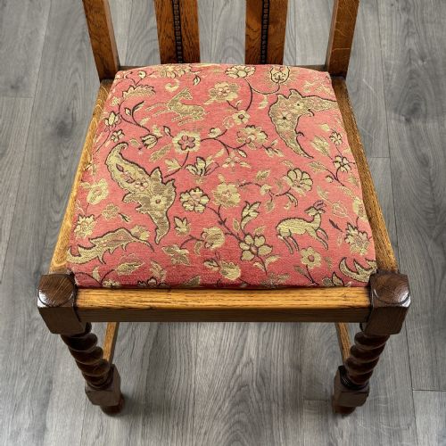 ANTIQUE 20TH CENTURY SET OF 4 BARLEY TWIST DINING CHAIRS - ADDITIONAL PHOTO 5