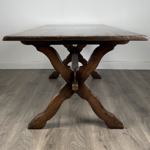 ANTIQUE 20TH CENTURY REFRACTORY STYLE DINING TABLE IN SOLID OAK - ADDITIONAL PHOTO 2