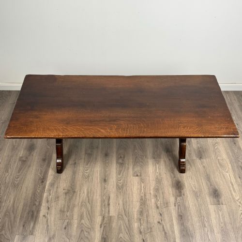 ANTIQUE 20TH CENTURY REFRACTORY STYLE DINING TABLE IN SOLID OAK - ADDITIONAL PHOTO 3