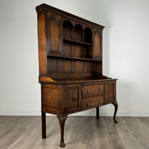 ANTIQUE LATE 19TH CENTURY QUEEN ANNE STYLE DRESSER IN OAK - ADDITIONAL PHOTO 7